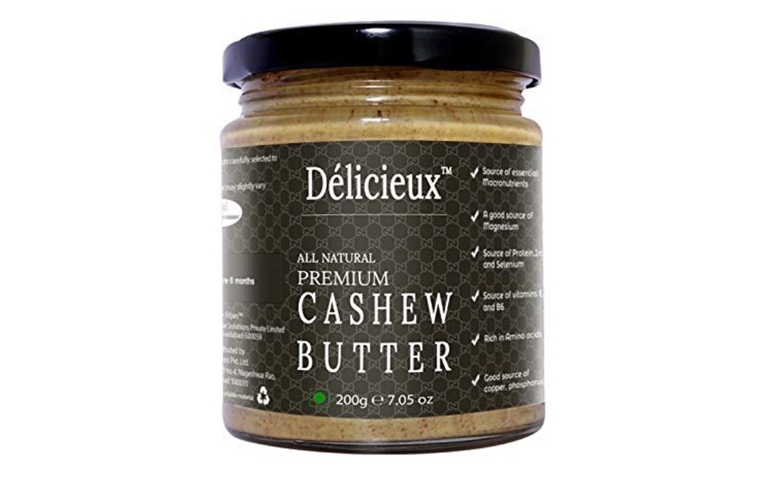 Delicieux All Natural Premium Cashew Butter   Glass Jar  200 grams